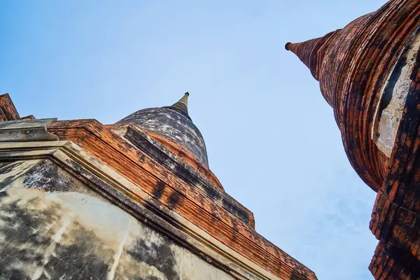 stock image Wat Yai Chai Mongkhon complex with preserved ancient shrines, statues and chedis, Ayutthaya, Thailand