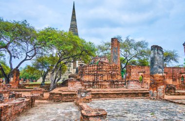 Wat Phra Si Santhe Kompleksi, Ayutthaya, Tayland harabeleri ve çedi
