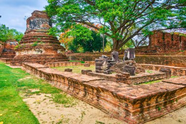 Ayutthaya, Tayland 'daki Wat Phra Si Santhe kompleks parkının kalıntıları