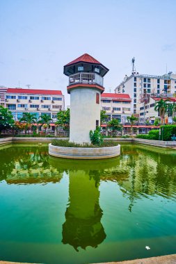 Gözlem Kulesi, Rommani Nart Park, Bangkok, Tayland 'daki eski hapishanenin kalıntıları.