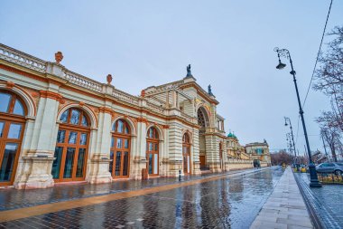 Budapeşte, Macaristan 'da ana verandalı Castle Garden Bazaar (Varkert Bazar) cephesi