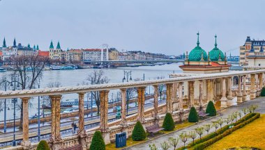 Castle Garden Bazaar, Danube River, Gellert Hill and Pest embankment from the Castle Hill, Budapest, Hungary clipart