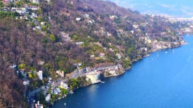 Ronco sopra Ascona dağ yerleşiminden, Gök Gölü Maggiore Panoraması, İsviçre