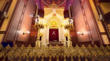 Dohany Caddesi Sinagogu Panorama 'da Tevrat Sandığı, fresk kubbe ve tavan, Budapeşte, Macaristan