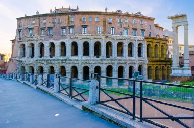 Preserved stone arcades of ancient Theatre of Marcellus (Teatro di Marcello) in Rome, Italy clipart