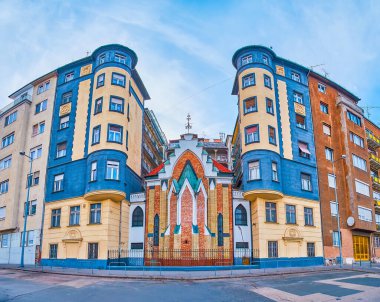 Budapeşte, Macaristan 'ın Budapeşte bölgesindeki konut evleri arasında Frankel Leo Caddesi Sinagogu