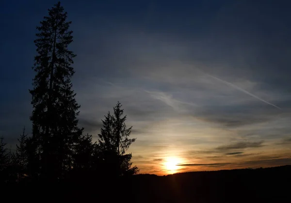 Akşam Görünümünü Kırsal Kesimde South Bohemia Çek Cumhuriyeti — Stok fotoğraf