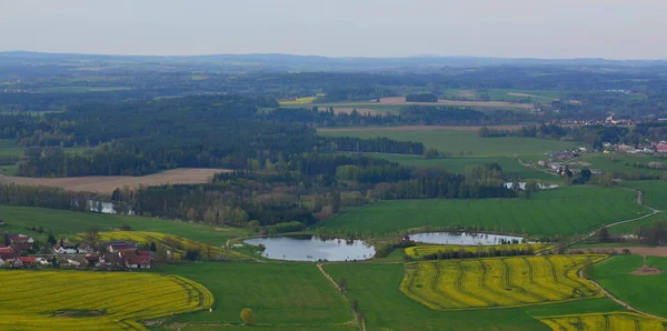 Widok Balonu Gorące Powietrze Krajobraz Czech Południowych Czechy — Zdjęcie stockowe