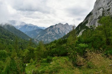 view of the Triglav National Park from the Vrsic Pass in the Julian Alps, Slovenia clipart