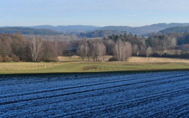 Kar manzarası, Güney Bohemya, Çek Cumhuriyeti