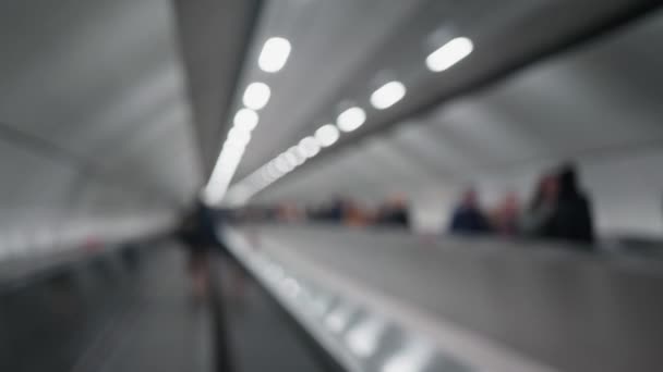 Blurred Escalator Subway Unrecognizable People Shot Panasonic Gh5 — Stockvideo