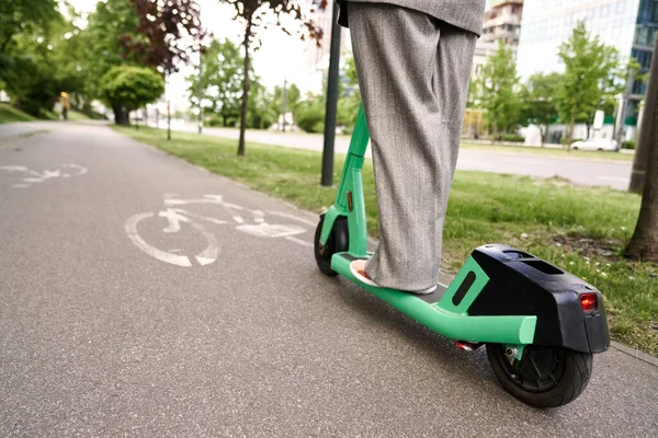 Lower Section Business Person Riding Push Scooter — Stock Photo, Image