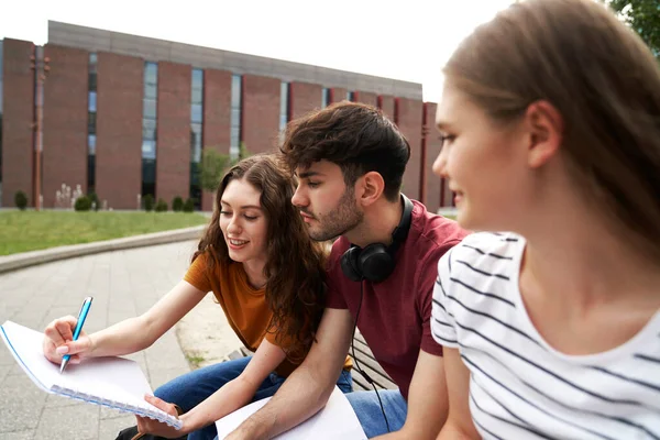 Ομάδα Καυκάσιων Φοιτητών Που Σπουδάζουν Εκτός Πανεπιστημιούπολης — Φωτογραφία Αρχείου