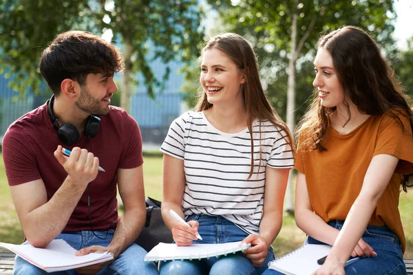 Group Caucasian Students Studying University Campus — Stock Photo, Image