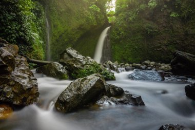 Beautiful morning view of Indonesia's natural panorama with the beauty of the colors and natural light of the morning sky