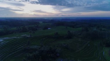 Beautiful morning view of Indonesia with Panorama View of the rice fields with the beauty of the colors