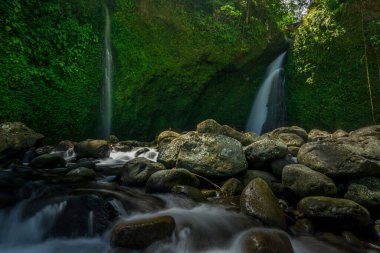 Beautiful morning view indonesia Panorama Landscape paddy fields with beauty color and sky natural light