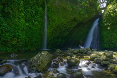 Beautiful morning view indonesia Panorama Landscape paddy fields with beauty color and sky natural light