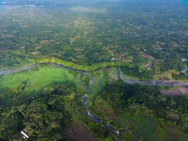 Beautiful morning view indonesia Panorama Landscape paddy fields with beauty color and sky natural light