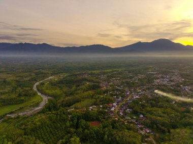 Beautiful morning view indonesia Panorama Landscape paddy fields with beauty color and sky natural light