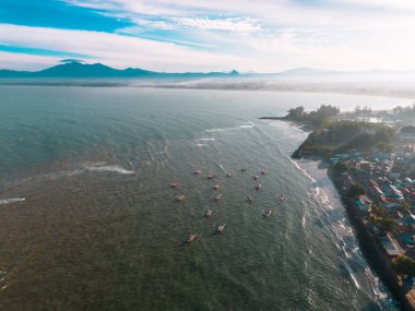 beautiful morning view indonesia panorama landscape paddy fields with beauty color and sky natural light