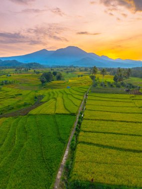 Güzel bir sabah manzarası Endonezya manzara plajı güzellik rengi ve gökyüzü doğal ışığı