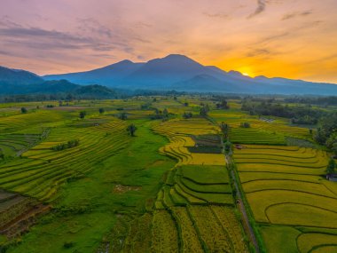 Güzel bir sabah manzarası Endonezya manzara plajı güzellik rengi ve gökyüzü doğal ışığı