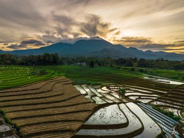 Güzel bir sabah manzarası Endonezya manzara plajı güzellik rengi ve gökyüzü doğal ışığı