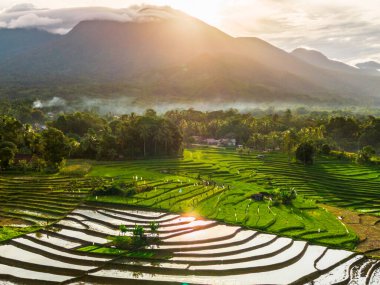 Güzel bir sabah manzarası Endonezya manzara plajı güzellik rengi ve gökyüzü doğal ışığı