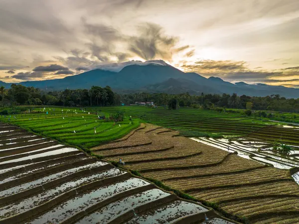 Güzel bir sabah manzarası Endonezya manzara plajı güzellik rengi ve gökyüzü doğal ışığı
