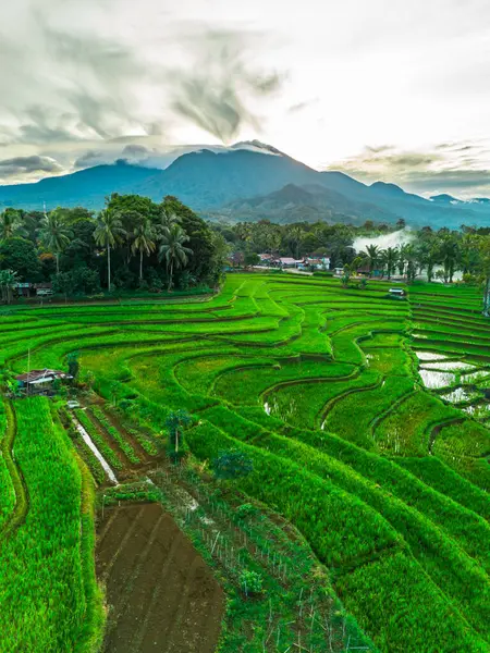 Güzel bir sabah manzarası Endonezya manzara plajı güzellik rengi ve gökyüzü doğal ışığı