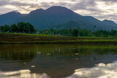 Güzel bir sabah manzarası Endonezya manzara plajı güzellik rengi ve gökyüzü doğal ışığı