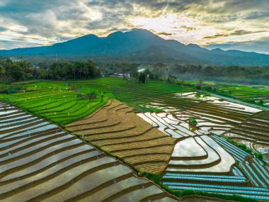 Güzel bir sabah manzarası Endonezya manzara plajı güzellik rengi ve gökyüzü doğal ışığı