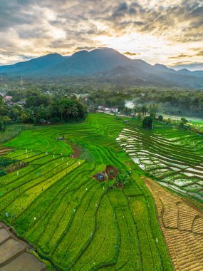 Güzel bir sabah manzarası Endonezya manzara plajı güzellik rengi ve gökyüzü doğal ışığı