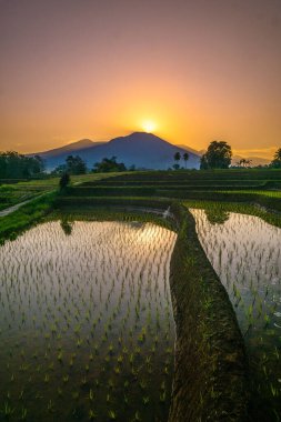 Güzel bir sabah manzarası Endonezya manzara plajı güzellik rengi ve gökyüzü doğal ışığı