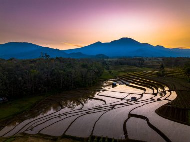 Güzel bir sabah manzarası Endonezya manzara plajı güzellik rengi ve gökyüzü doğal ışığı