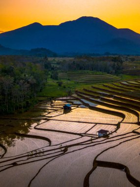 Güzel bir sabah manzarası Endonezya manzara plajı güzellik rengi ve gökyüzü doğal ışığı