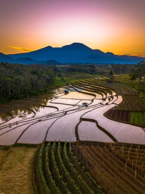 Güzel bir sabah manzarası Endonezya manzara plajı güzellik rengi ve gökyüzü doğal ışığı