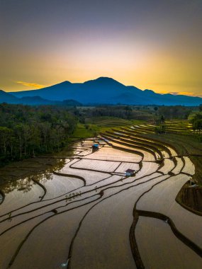 Güzel bir sabah manzarası Endonezya manzara plajı güzellik rengi ve gökyüzü doğal ışığı