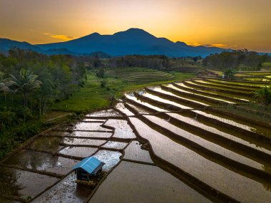 Güzel bir sabah manzarası Endonezya manzara plajı güzellik rengi ve gökyüzü doğal ışığı