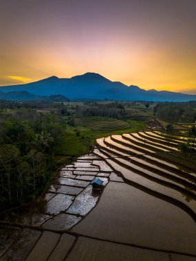 Güzel bir sabah manzarası Endonezya manzara plajı güzellik rengi ve gökyüzü doğal ışığı