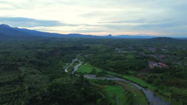 Beautiful morning view indonesia panorama landscape paddy fields with beauty color and sky natural light