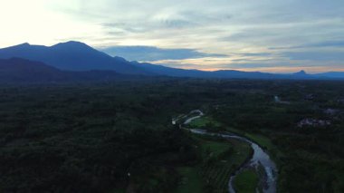 Beautiful morning view indonesia panorama landscape paddy fields with beauty color and sky natural light
