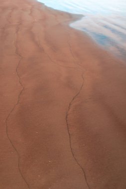 Endonezya 'nın güzelliği, gün batımında mangrov ormanları ve plajları.