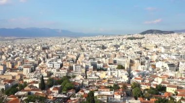 Greece. Sunny day in Athens. Panorama of the old city from a high shooting point