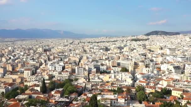 Ελλάδα Ηλιόλουστη Μέρα Στην Αθήνα Πανόραμα Της Παλιάς Πόλης Από — Αρχείο Βίντεο