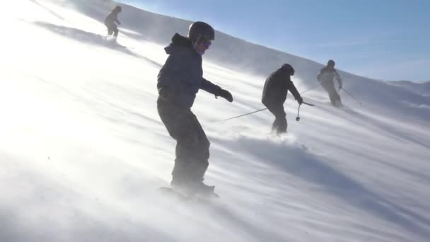 Σλοβακία Jasna Φεβρουαρίου 2019 Ηλιόλουστη Χειμωνιάτικη Μέρα Στο Χιονοδρομικό Κέντρο — Αρχείο Βίντεο