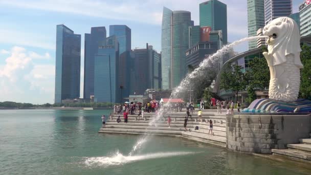 Singapur Octubre 2017 Día Soleado Centro Muchos Turistas Paseo Marítimo — Vídeos de Stock