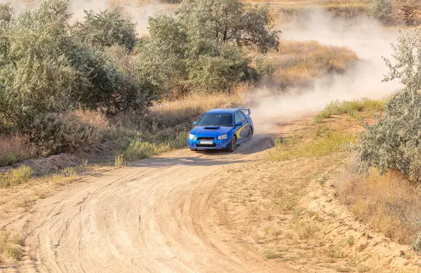 Bozkırlarda güneşli bir yaz günü. Mavi bir rali arabası virajlı toprak yolda giderken bir toz bulutu kaldırıyor.