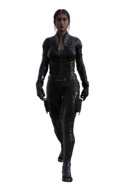 render of dark skinned woman in scifi armor